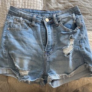 SHEIN Light Blue Distressed Jean Shorts